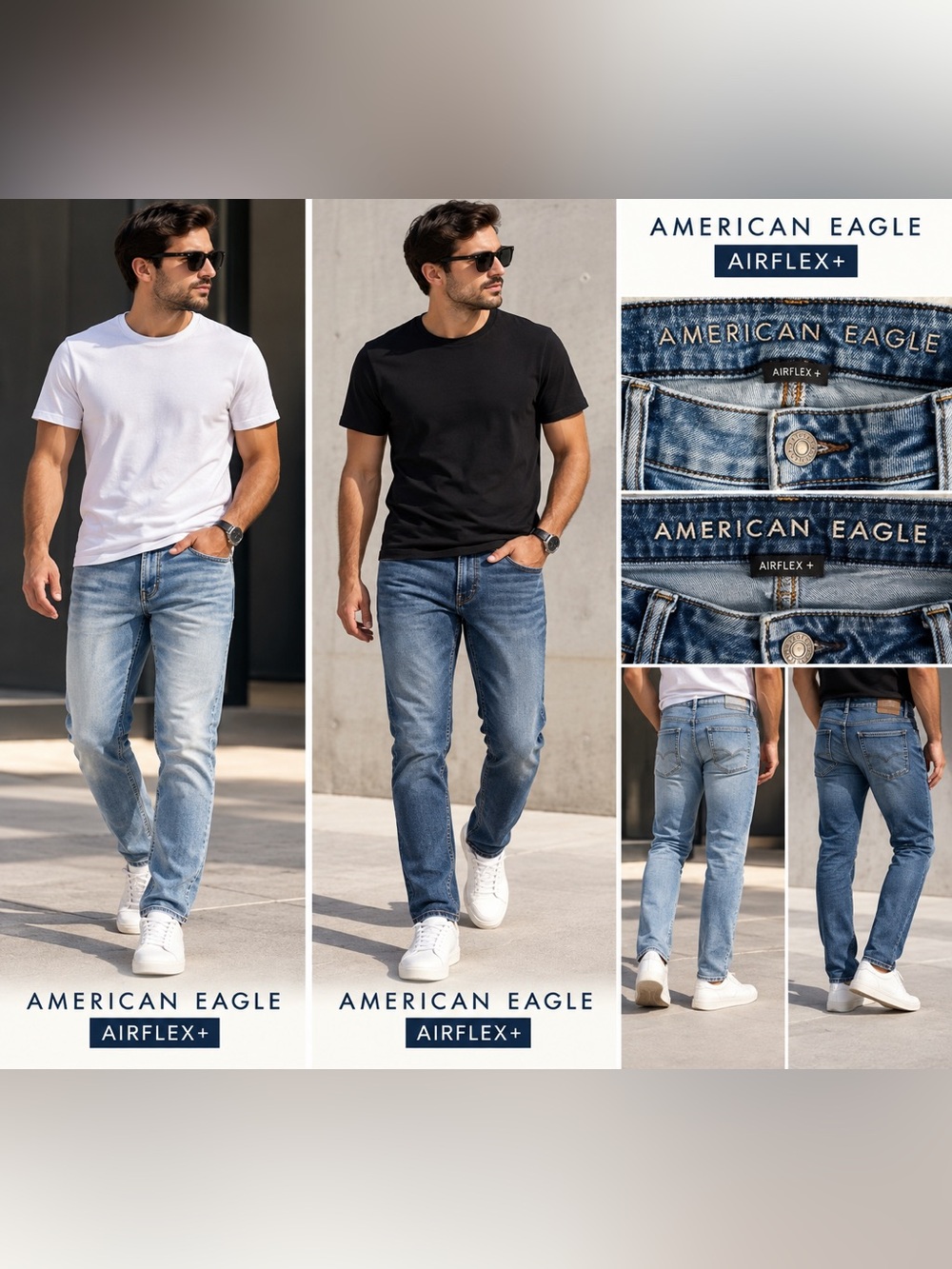 American Eagle Outfitters Men’s Slim-Straight Jeans in Light Blue Wash Sz 36/32